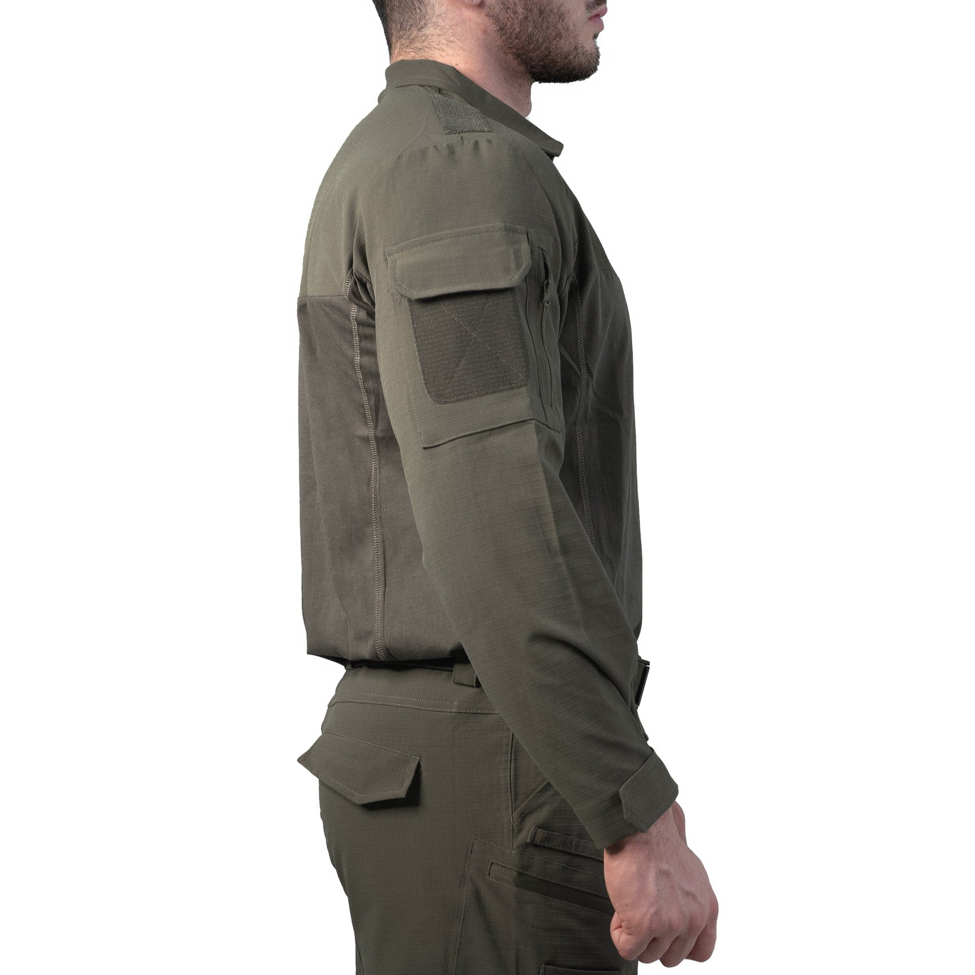 CoolingX_Tactical_Shirt-Model_side_view_product_photo-green