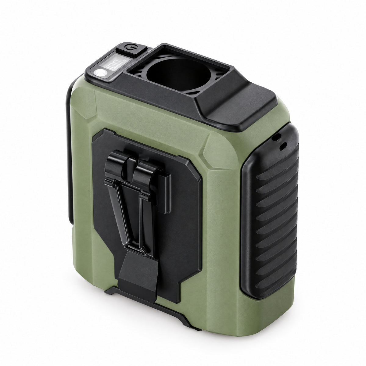 Portable Tactical Fan in Ranger Green, three-quarter view on a white background